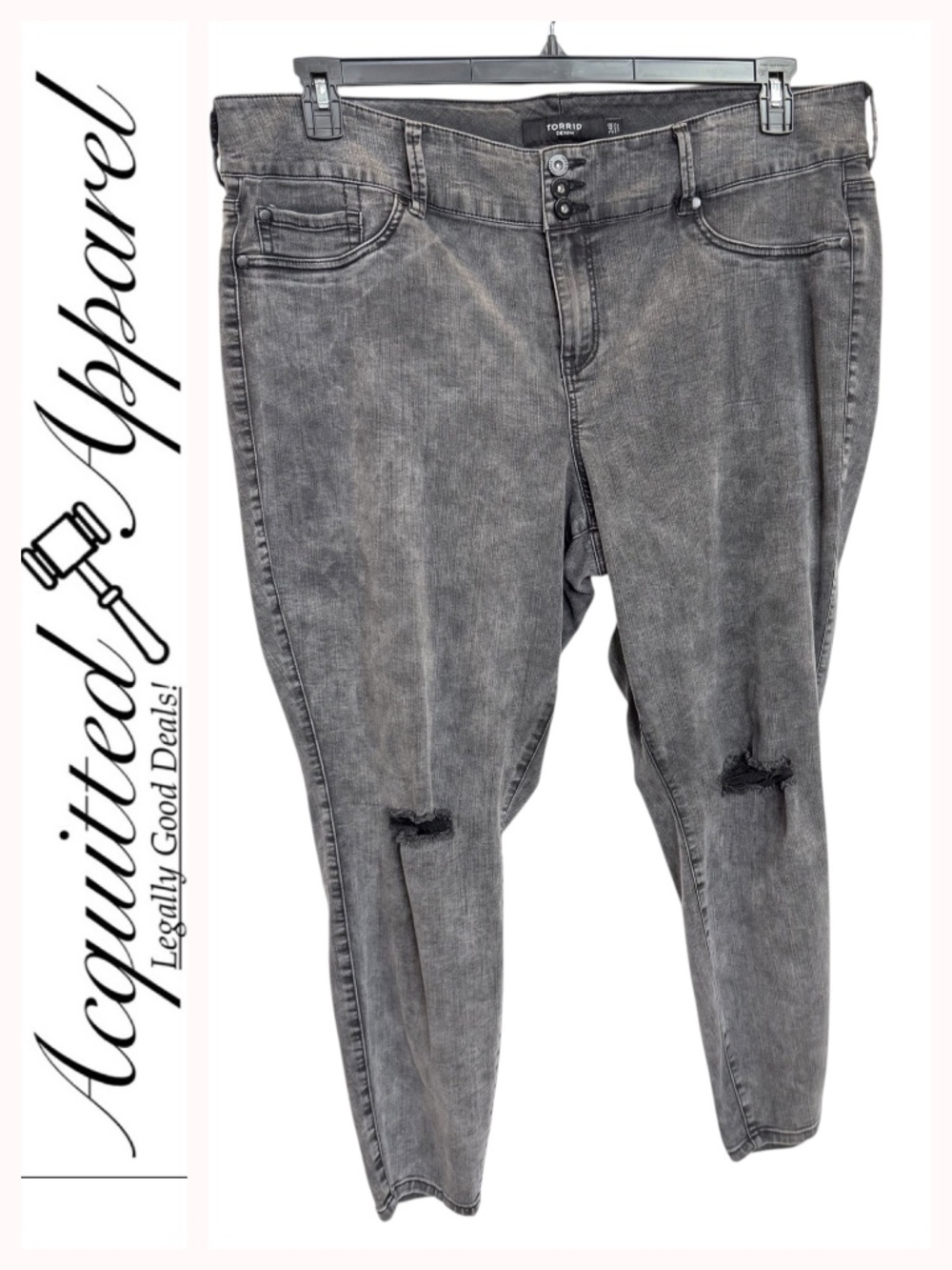TORRID Denim Black Washed High-Rise Distressed Skinny Jeans